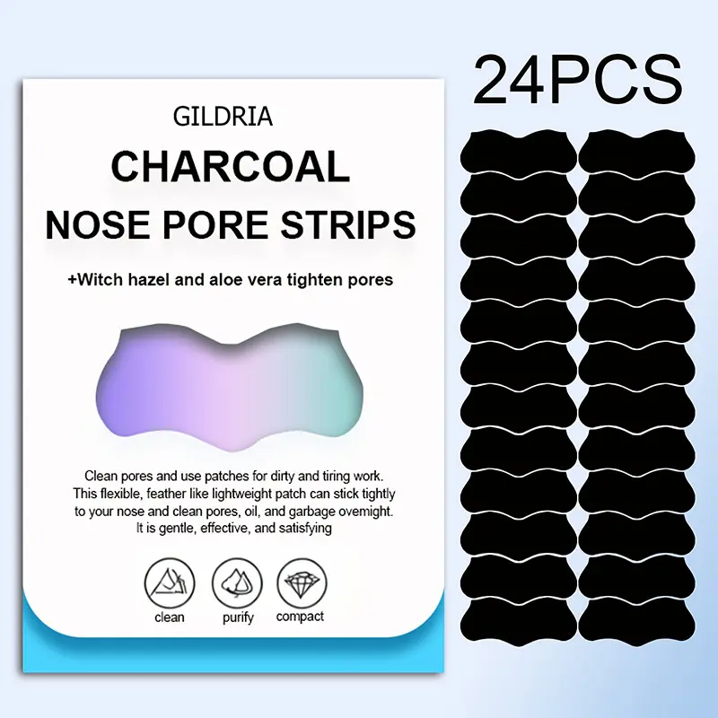 Charcoal Deep Pore Cleansing Blackhead Nose Strips For Pores, Oil Control for Oily Skin, C-Bond Technology, Instant Pore Cleaning and Shrinking, 24pcs