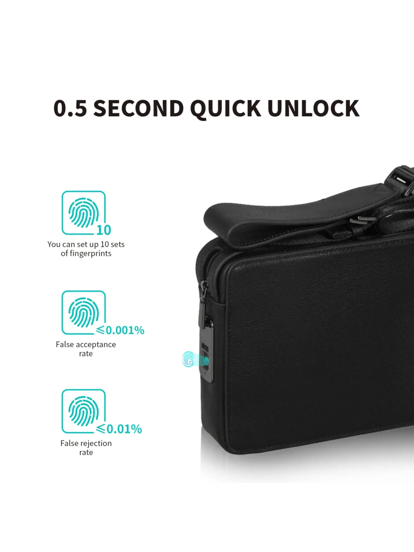 Men's Luxury Long Messenger Bag, PU Material, Fingerprint Unlock, Large Capacity, Business Casual, Trendy Wallet, Versatile Handbag