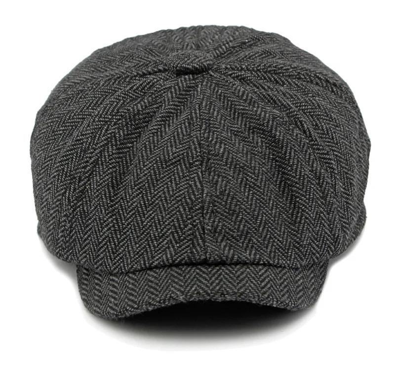 Twill Flat Cap for Men Women Herringbone Newsboy Caps British Style Octagonal Hat Solid Green Red Detective Cabbie Beret Hat