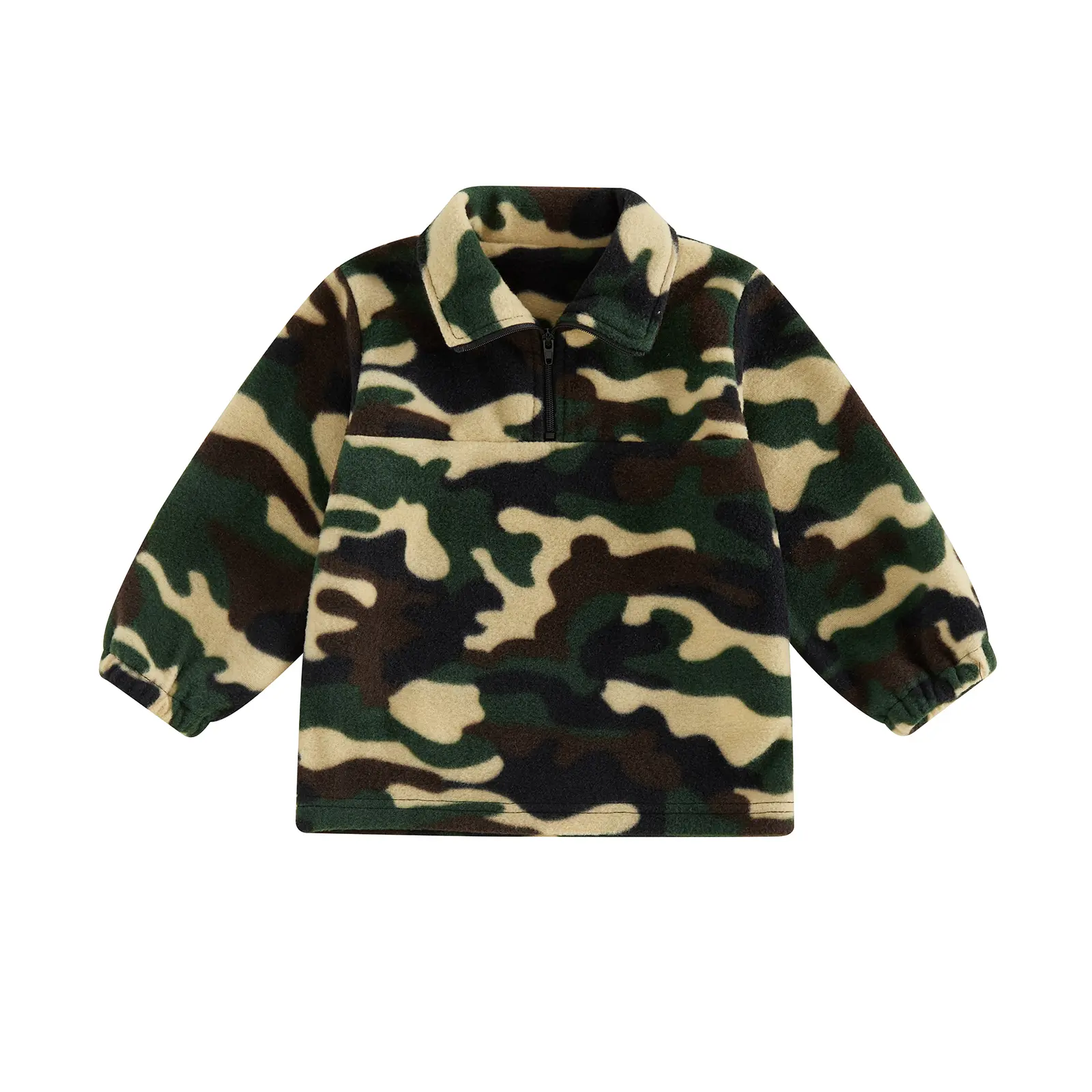 Babamoon Fleece Baby Boys Jackets & Coats, Toddler Camouflage Print Quarter-Zipper Lapel Neck Long-Sleeve Warm Pullover Tops