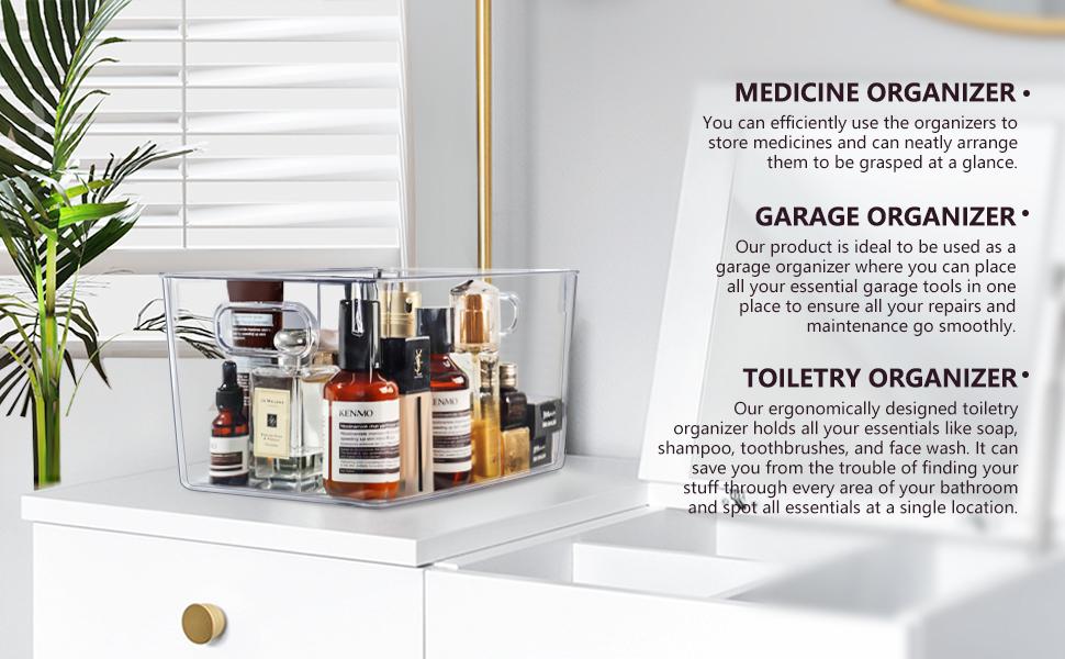 Set of 8 Clear Plastic Storage Bins, 4 Large and 4 Small Stackable Storage Containers for Pantry Organization and Kitchen Storage Bins,Home Edit and Cabinet Organizers