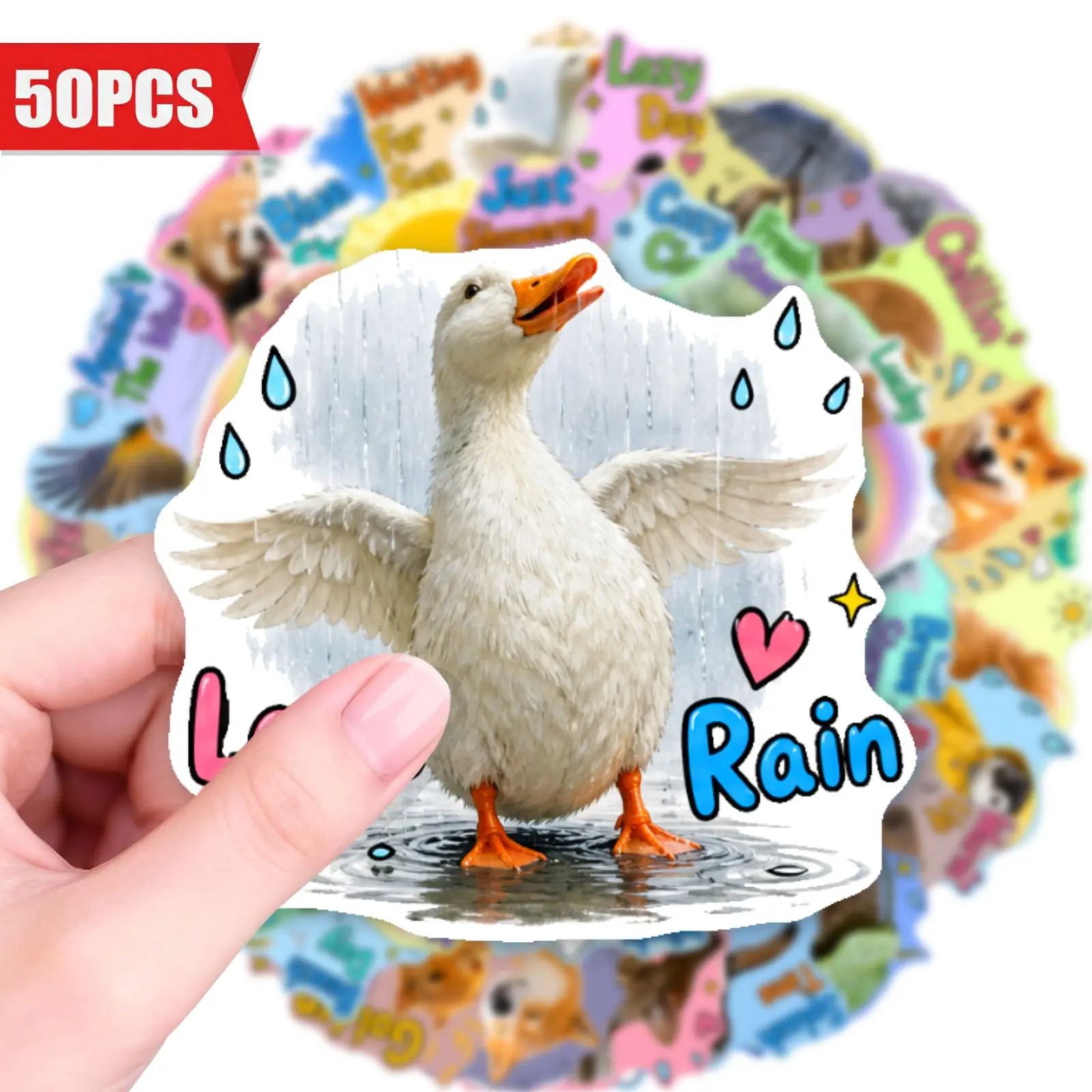 50Pcs Cute Pet Meme Graffiti Stickers, Funny Animal Photograph Decor Decals, Planner Accessories, Office Products, Back To School Stationery for Journal Scrapbook DIY Crafts