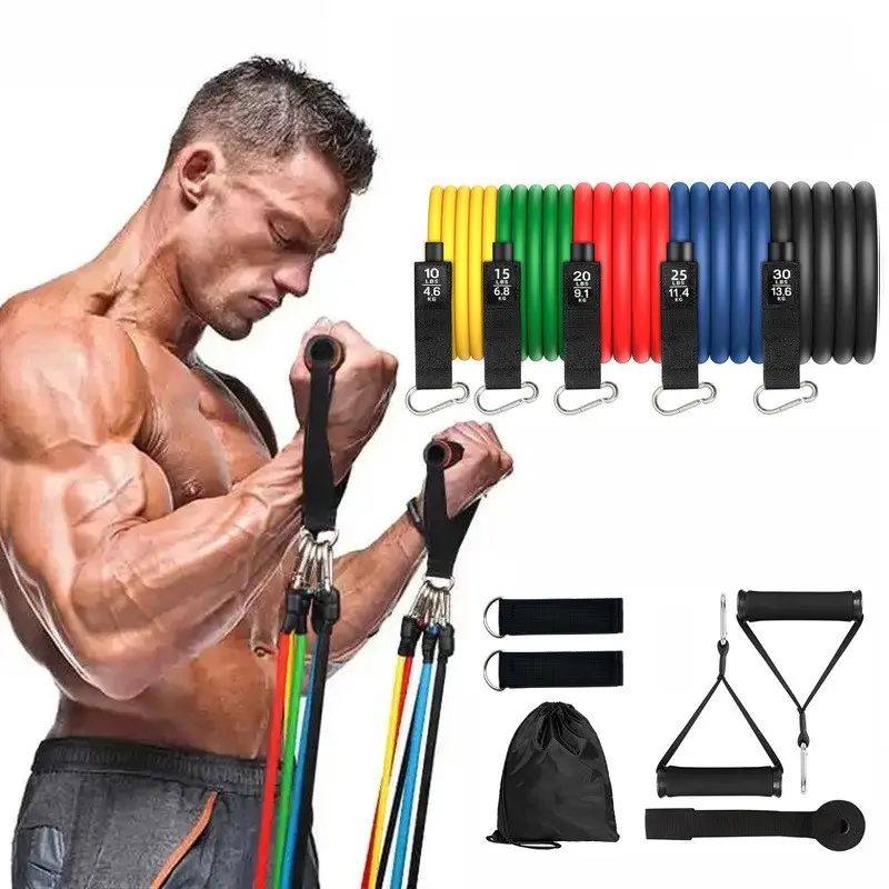 Resistance Bands, Exercise Bands, Workout Bands with Handles, Door Anchor and Ankle Straps, 5 Resistance Levels Fitness Bands for Strength Training, Physical Therapy, and Home Gym Equipment, Workout Bands Set