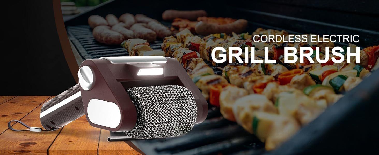 Outdoor Barbecue Grill Special Barbecue Brush with Led Lighting, Electric Cleaning Brush, Stainless Steel Roller, Anti-Scalding, Wholesale Cordless High-Torque Impact Drill