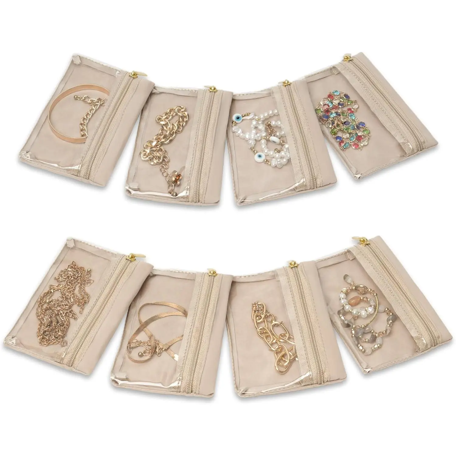 Travel Pouch Case 8  Zipper Pouches with Clear Design | Travel Essentials Transparent Bags for Bracelets,Rings,Necklaces Storage,Carry- Packing, for Women Traveler, Giving