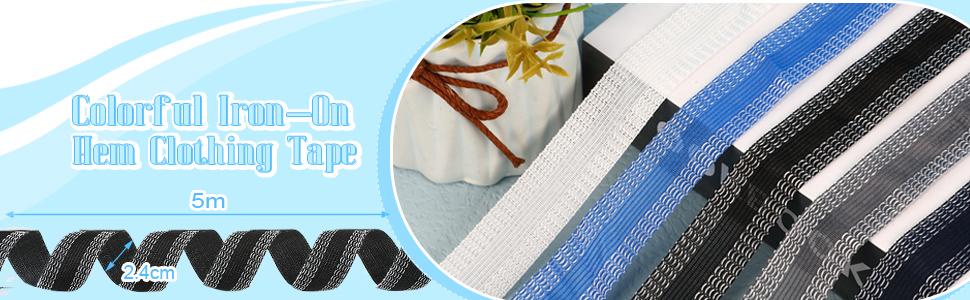 5 Piece 27.5 Total Yard Hem Tape for Pants Shortening Iron on No Sew Hemming Tape for Clothes Suit Jean Trouser Skirt