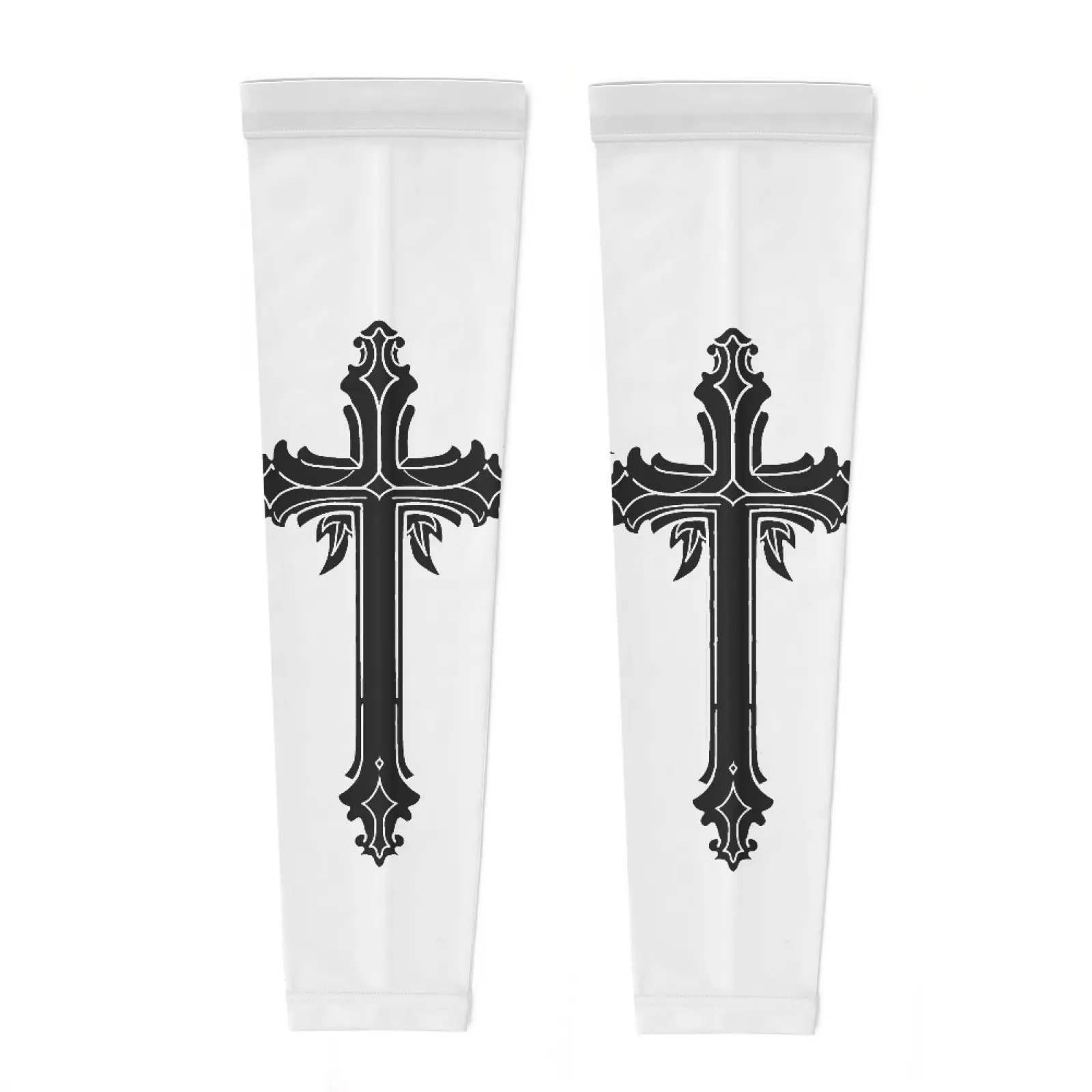 UV Protection Sports Cooling Arm Sleeves Pair, Classic Religious Cross Graphic Design, Elastic Quick Dry Sun Guards, Multi-Sport Sun Sleeves, Meaningful Holiday Gift for Christian Faith & Sports Lovers