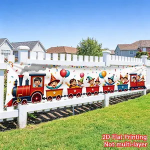 1pc party small train children's banner party banner, large banner high-definition printing suitable for event party decoration, fence decoration