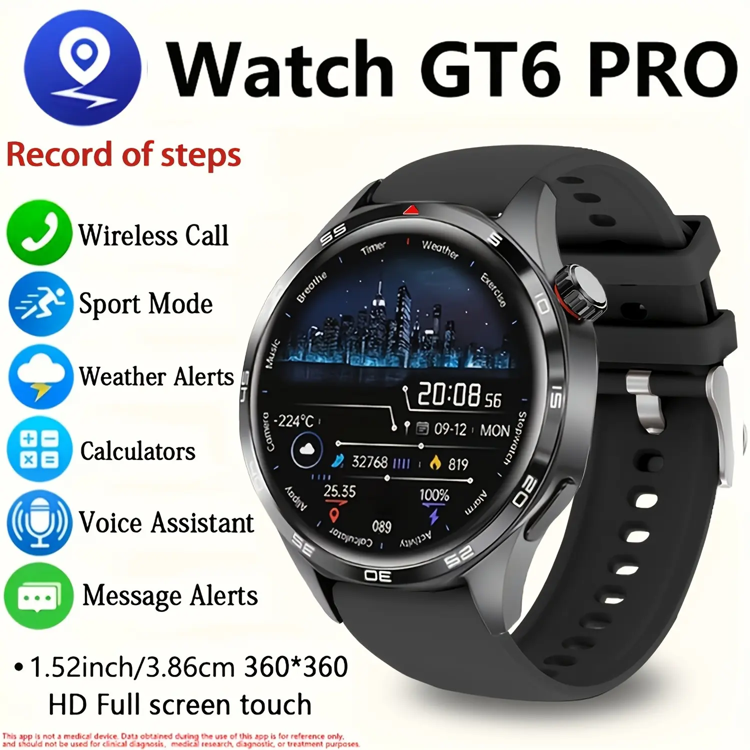 Smartwatch Metal Body Silicone Strap Multiple Watch Faces Wireless Communication Sms Reminder Sports Modes Fitness Smart Watches Magnetic USB Charging Touchscreen Smartwatch Smartwatch For Fitness