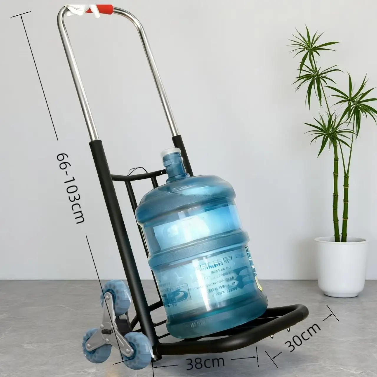 Upgraded Foldable Rolling Stair Climbing Hand Truck Dolly - Folding Cart with Wheels, 385LBS Heavy Duty Collapsible Carts, 28mm Thick Steel Tube, Telescopic Handle, Silent Soft Wheels, Multiwheel Roll, Locks 5gal Jugs, Free Bungee Cords, Foldable Flats, R