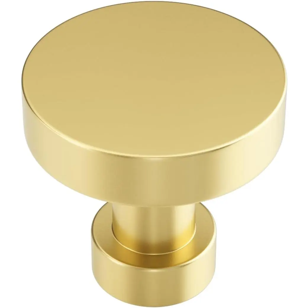 10-Pack Alloy Round Shape Cabinet Knobs and Pull Handles, Brushed Brass - Inches Size for Kitchen Cabinets, Kitchen Cabs.