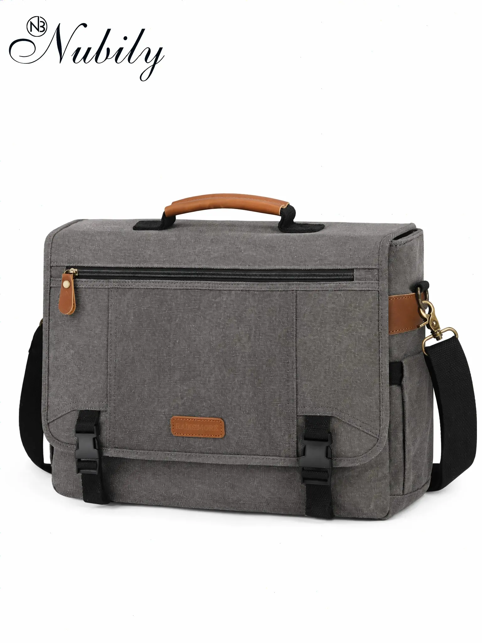 Men's Messenger Bag for 17-17.3 Inch Laptops, Canvas Briefcase Satchel, Large Computer Shoulder Bag for Work and Office Use