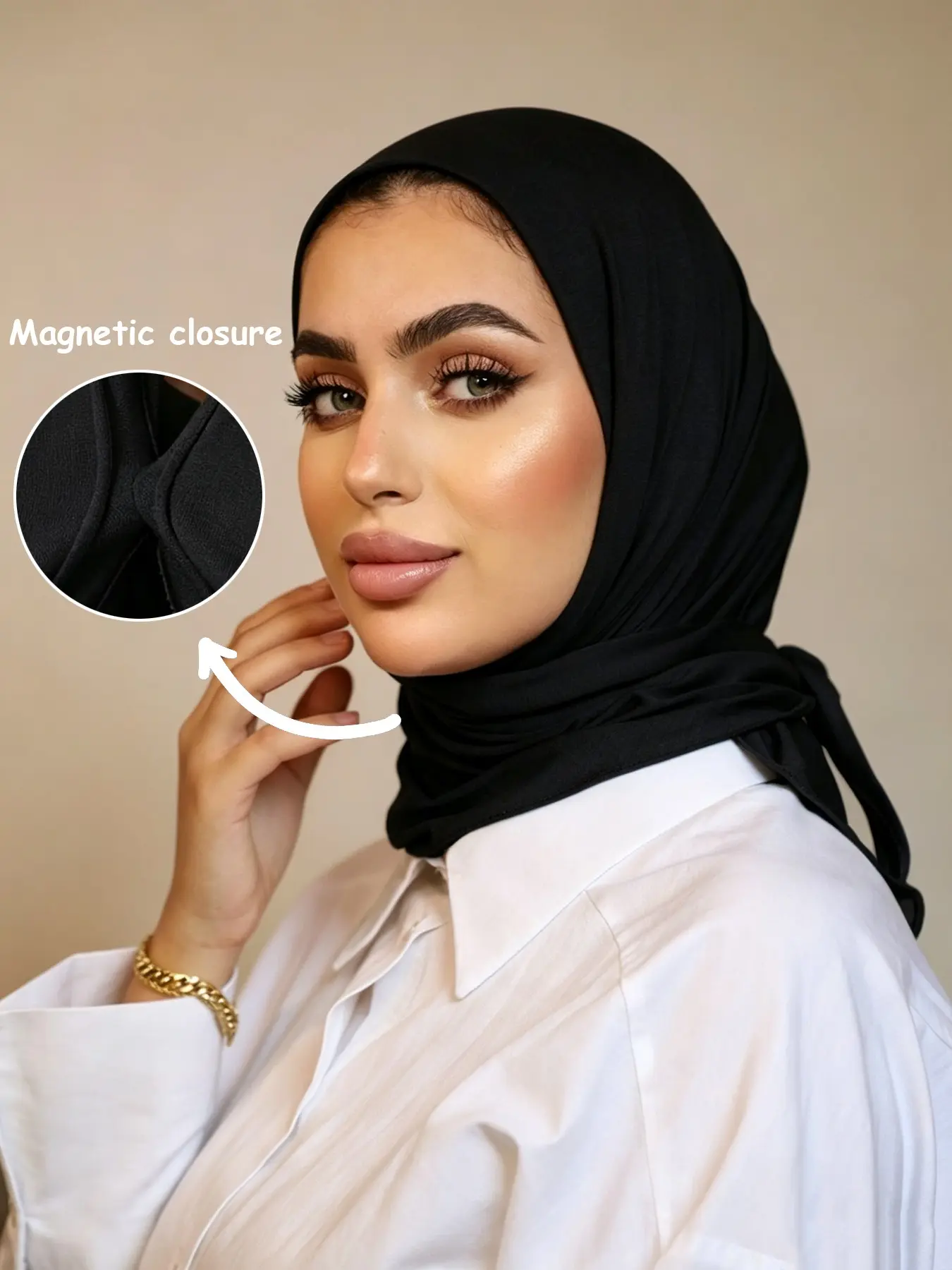1pc Triangle Magnetic Headscarf, Stretchable Hijab with Magnet Buttons, Soft Comfortable Breathable Jersey Hijab for All Occasions, Modesty