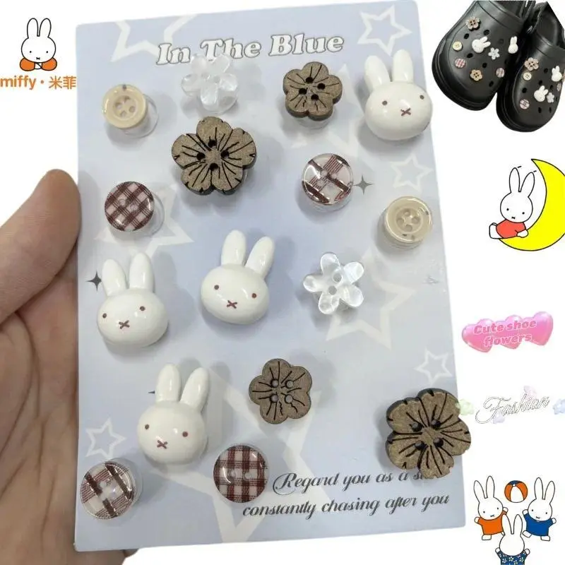 Miffy personality hole shoes flower accessories cute, fashionable, creative, kawaii, durable shoe charms, gift for friends