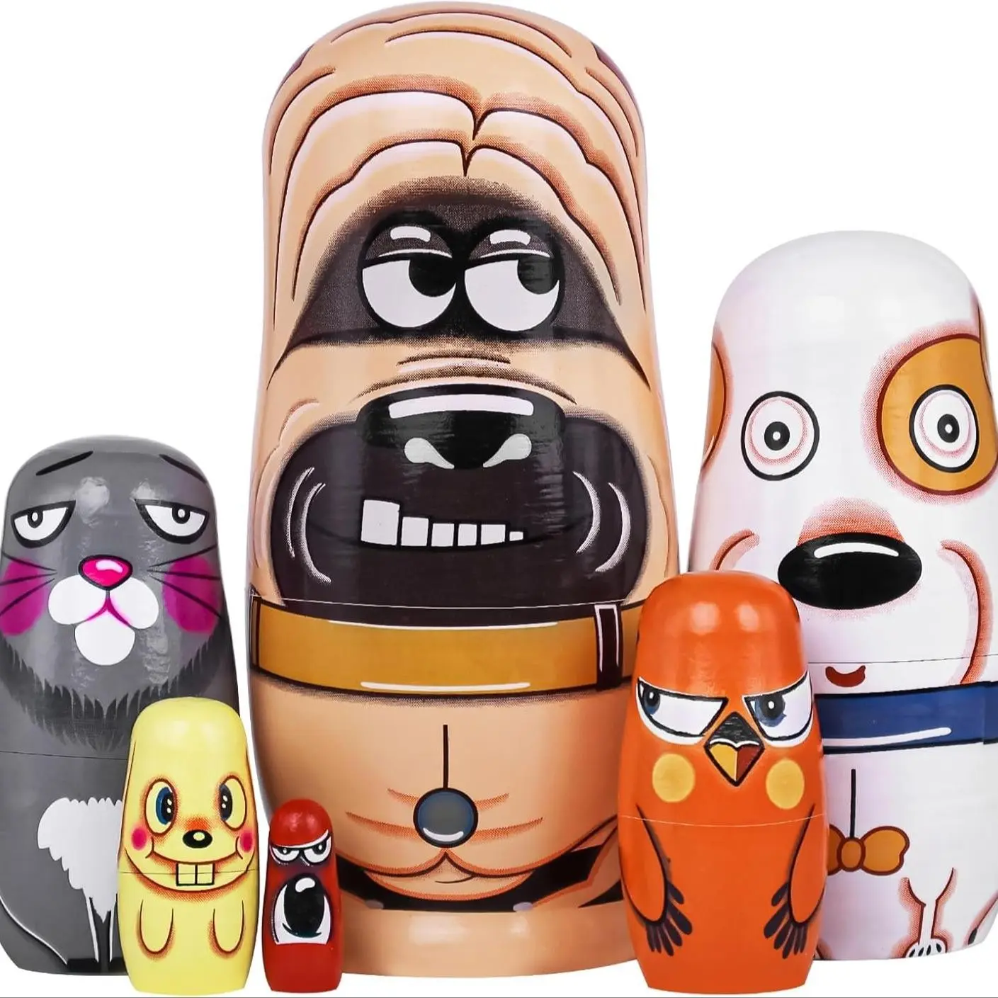 Russian Nesting Dolls, 6-Piece Animal Easter Egg Toy, Stacked Wooden Handmade Russian Matryoshka, Kids Birthday Gift, Home Decor