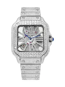Luxury Fashion Watch, Swiss Quartz Movement, Sapphire Crystal Glass, Stainless Steel Case, Silver Color Square Shell, All Seasons