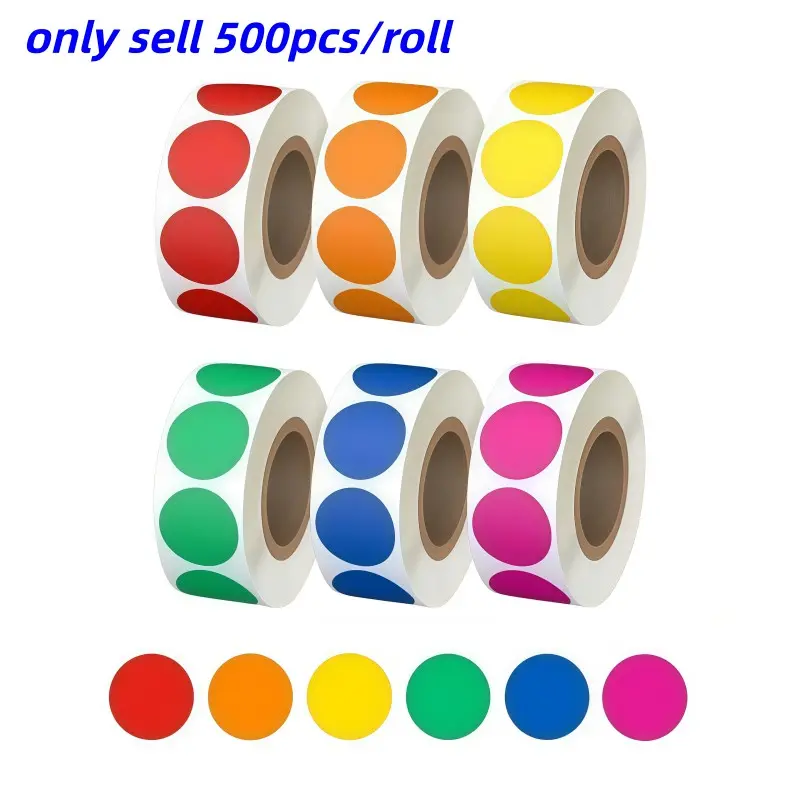 1 Roll/500pcs Colorful Dot Stickers, Round Color-Coded Labels, Ideal for Office, School, Home, Festive Decorations, Printed Design