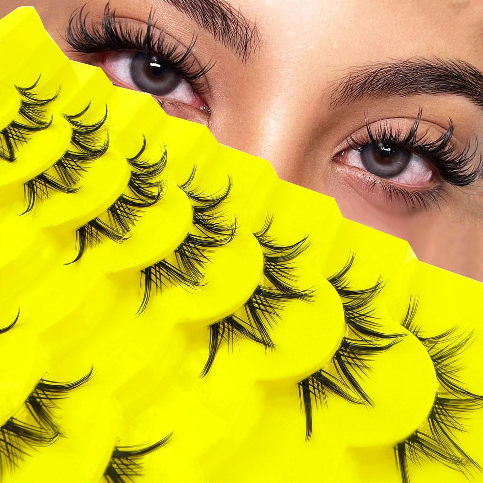 Natural False Eyelashes, 7 Pairs Wispy Faux Cluster Lashes, Volumized False Eyelashes for Women and Girls Eye Makeup Enhancement