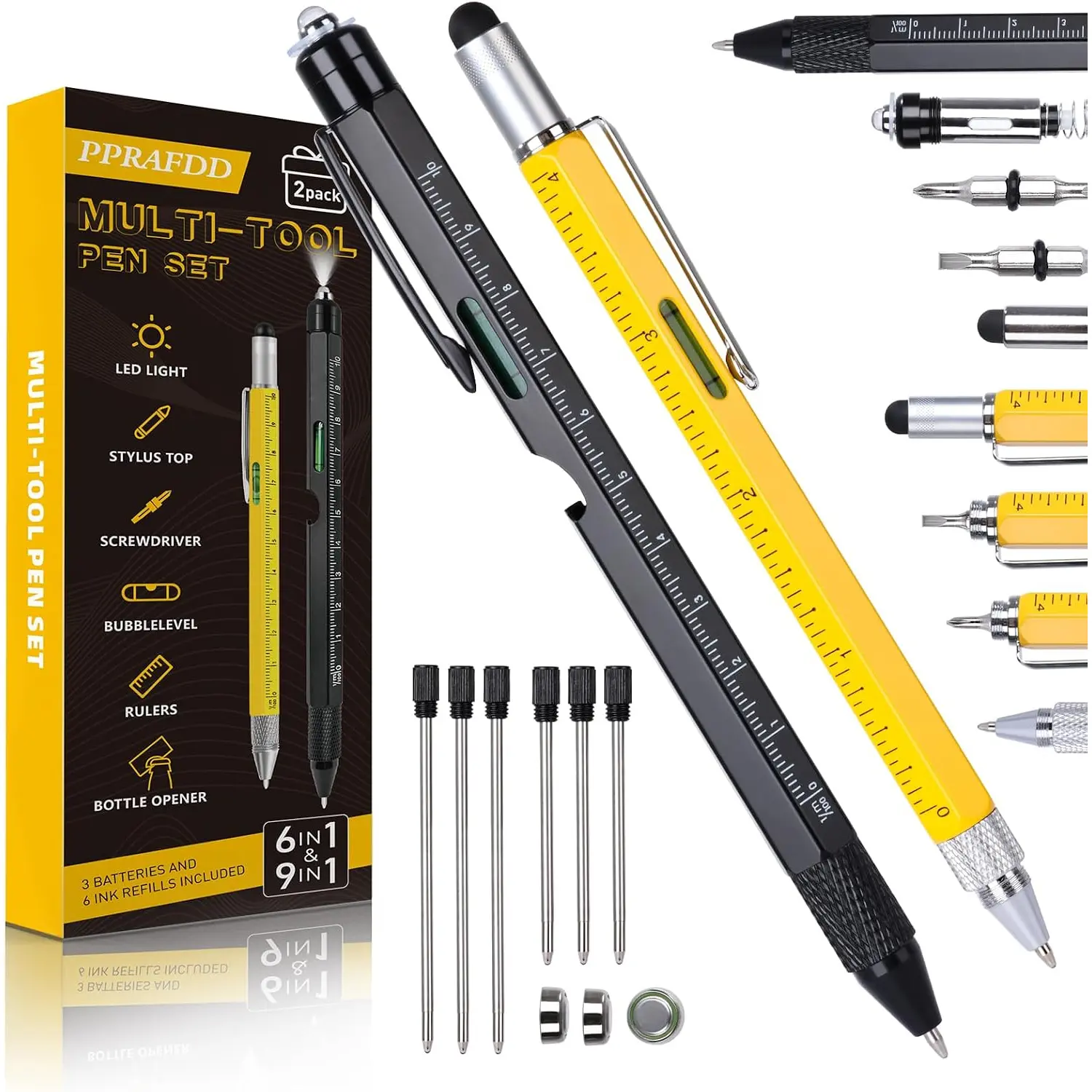 9 in 1 Multi-Tool Pen Set, Mens Gifts, Stocking Stuffers for Men