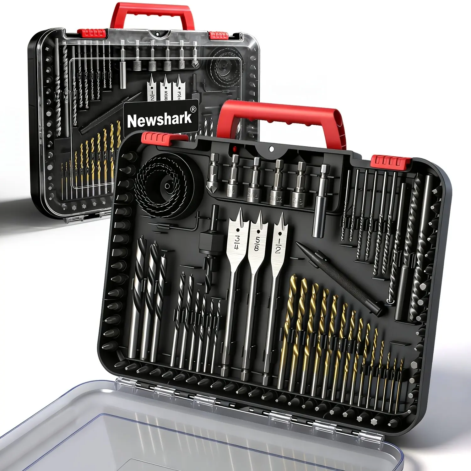 Universal 100Pcs Power Drill Bit Set with Spade Bits & Hole Saws, Multi-Material Screwdriver Driver Bit Array, Heavy Duty Impact Wrench Accessories Toolbox for Home DIY
