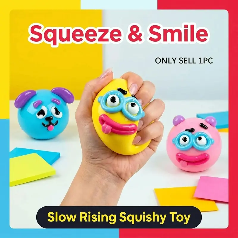 Smushers Squishy Dog Face Swap, Soft Moldable Cute Slow Rise, Relaxing Sensory Fidget Squishies Fidgets, Squeeze Fidget, Sensory Fidget Gift, Anxiety Stress Relief, Interchangeable Faces for Tactile Play