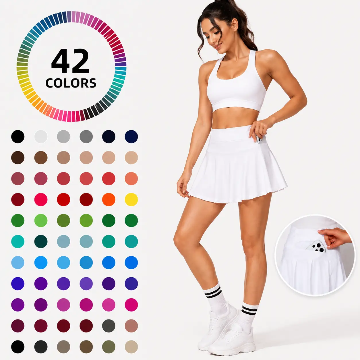 Women’s Rise Active High-Waisted Pleated Tennis Skirt with Pocket - Flowy Athletic Mini for Pickleball, Golf, Skirts for Women