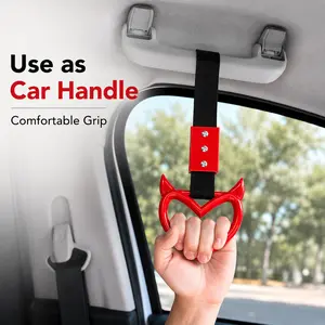 2 PCS Devil-Style Heart Handle Strap Drift Charms - Red Car Hanging Ring Decoration, Car Interior-Exterior Accessory Keychain