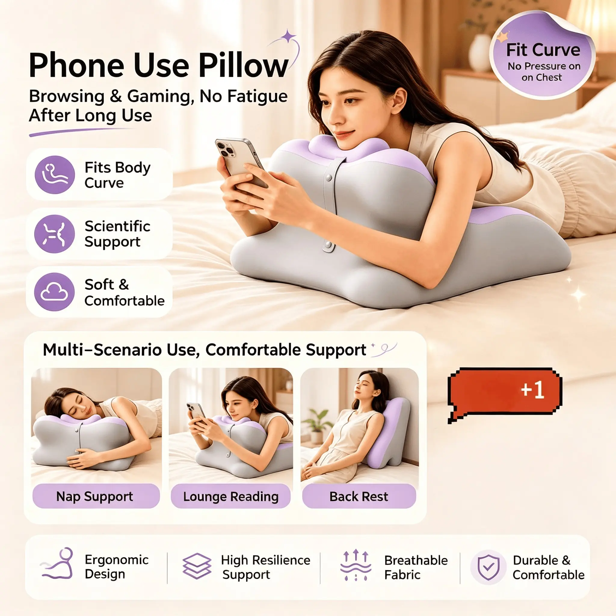 2027 New 5-in-1 Ergonomic Memory Foam Wedge Pillow Set - Lumbar Support Pillow, Prone/Reclining Pillow to Prevent Snoring and Relieve Acid Reflux, Reading Pillow, Non-Slip Base Headboard Pillow