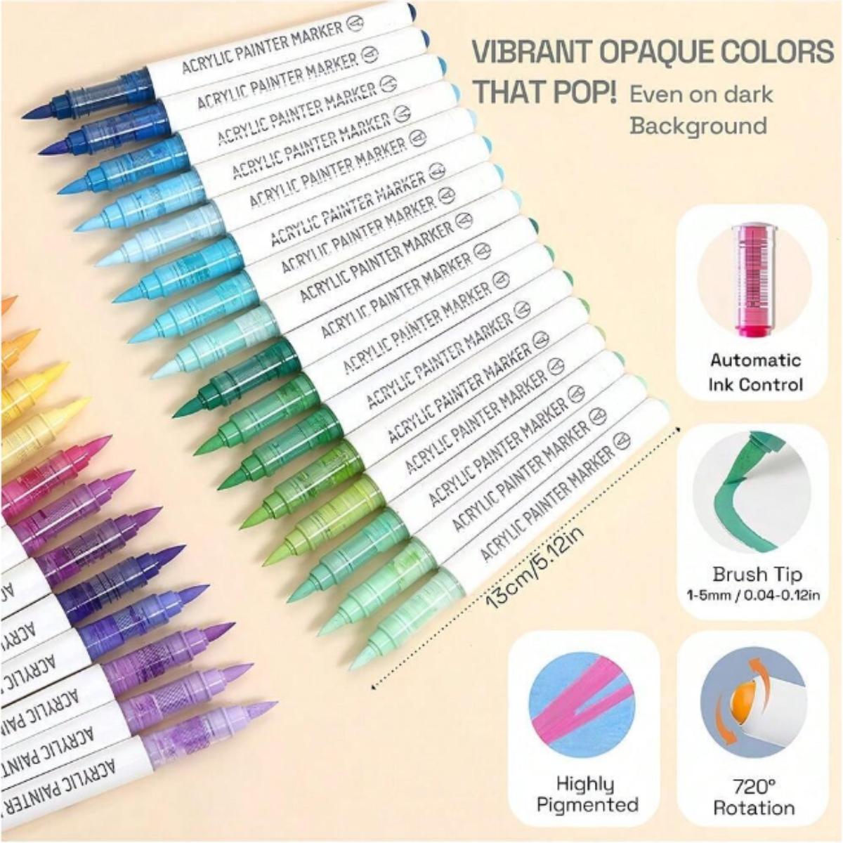 Acrylic Marker Pen (1 Set), Acrylic Paint Marker Pen, Diy Graffiti Painting Pen for Stone, Glass, Ceramic, Metallic, Art Supplies for Students