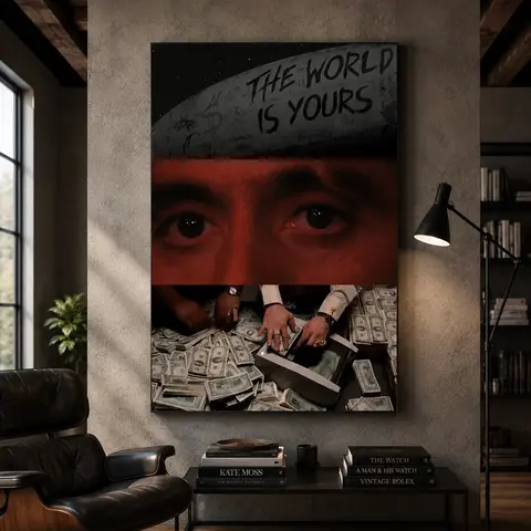 Scarface Tony Montana Classic Gangster Movie Scene Canvas Print Poster - Artistic Graphic Prints, Aesthetic Wall Art, Multi-Size Home Decor, Movie Lover Gift, Safe Packaging, Designed to Fit Both Modern and Classic Interiors
