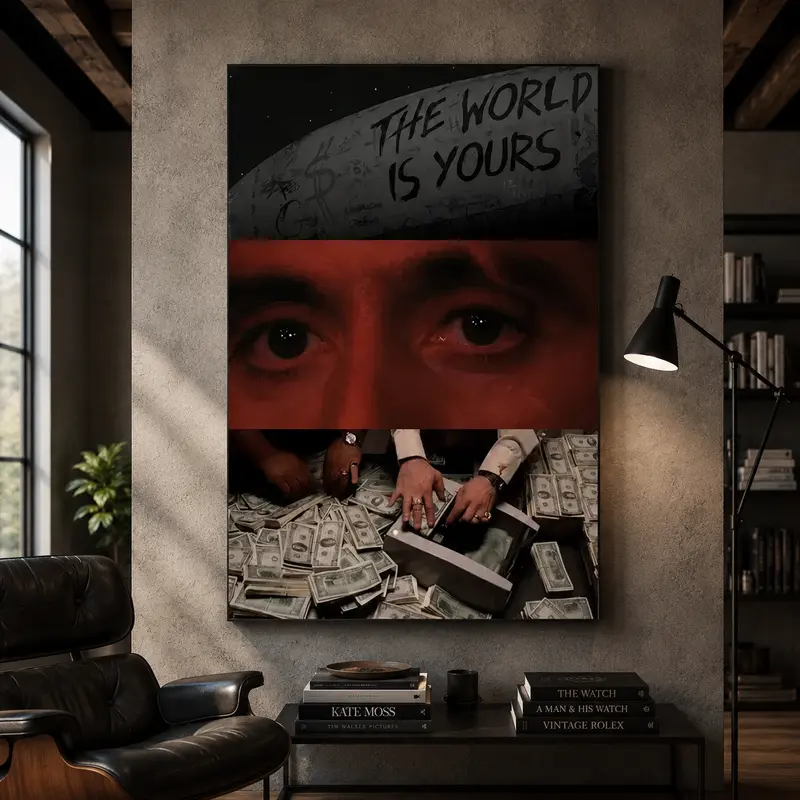 Scarface Tony Montana Classic Gangster Movie Scene Canvas Print Poster - Artistic Graphic Prints, Aesthetic Wall Art, Multi-Size Home Decor, Movie Lover Gift, Safe Packaging, Designed to Fit Both Modern and Classic Interiors