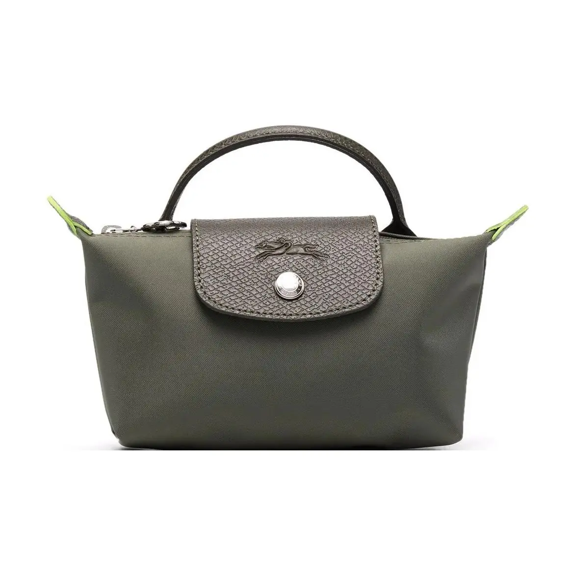 Longchamp Le Pliage Green 17 Short-Handle Foldable Canvas Handbag for Women – Mini Tote in Forest Green