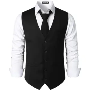 ZEROYAA Men's Hipster Urban Design 3 Pockets Business Formal Dress Vest for Suit Tuxedo