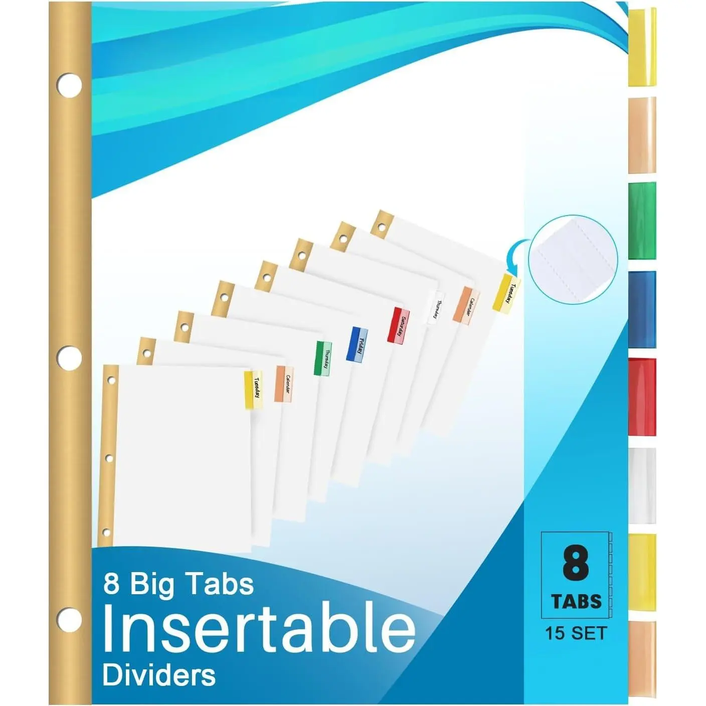 Binder Divider,  120 Pack Binder Index White Dividers with 8 Tabs and Sticky Notes, Letter Size Paper Binder Divider for School Office  Business