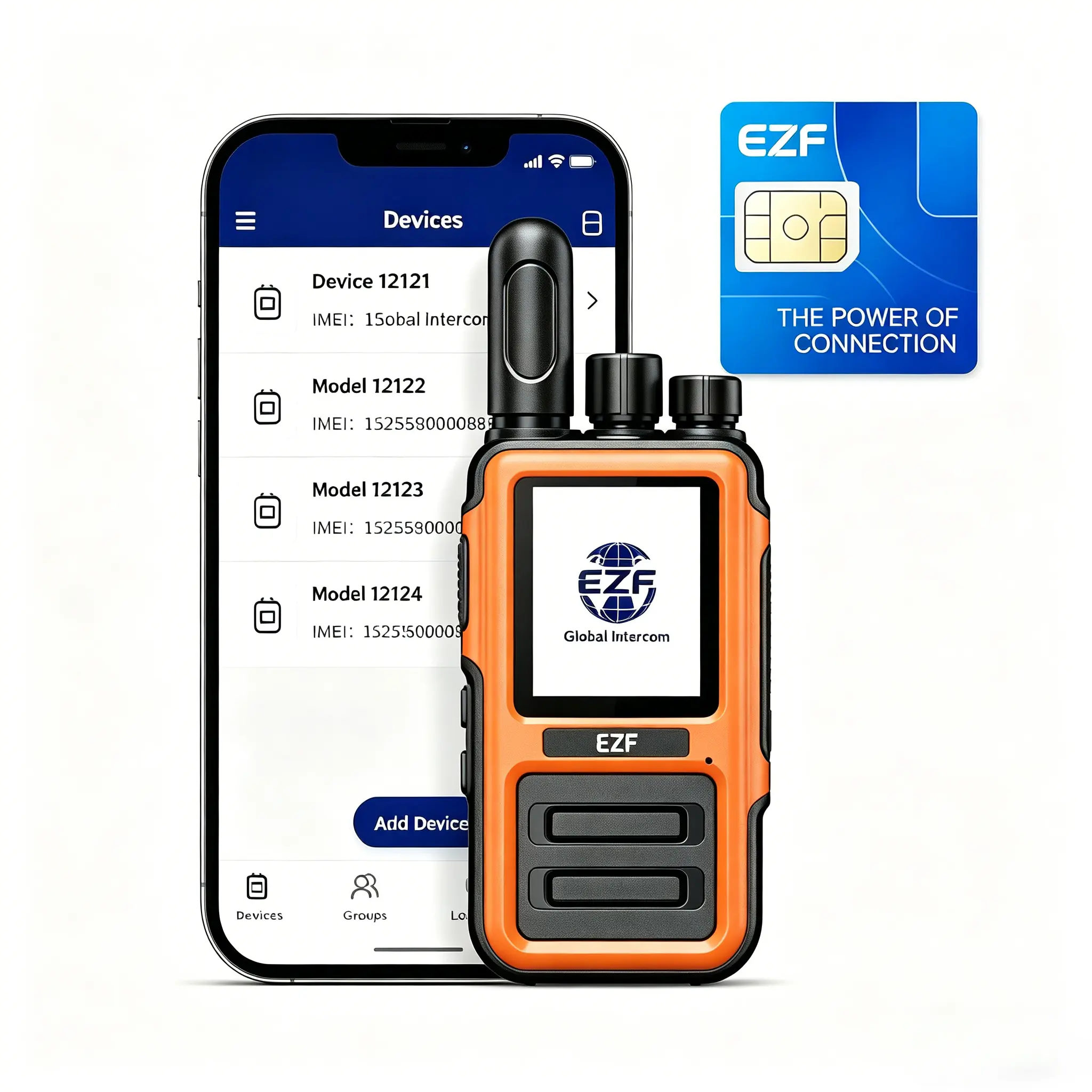 EZF F68 Global Walkie Talkies for Adults, Long-Range 4G LTE PoC Two-Way Radio with SIM Card, 1 Unit