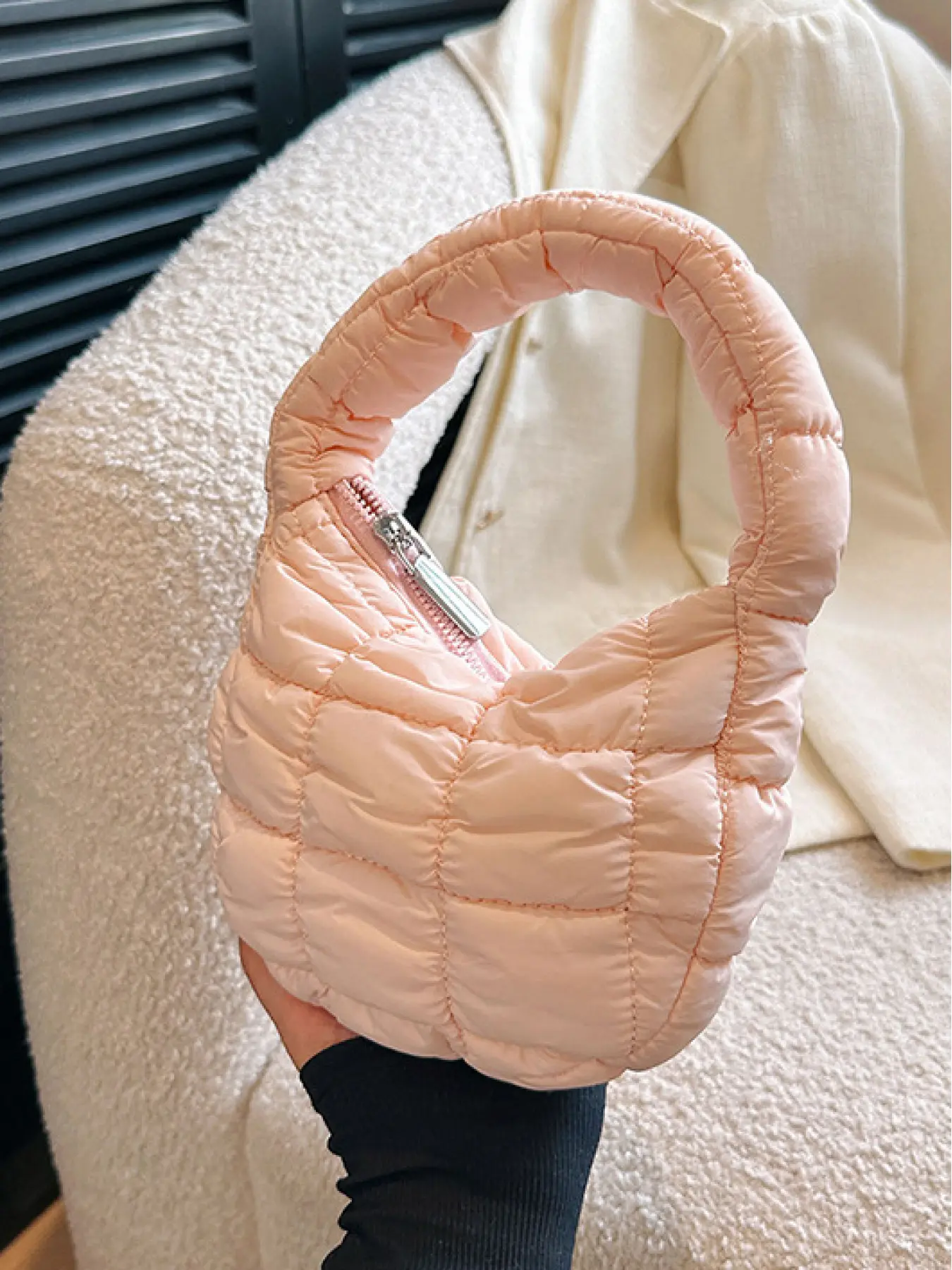 Multi Color Quilted Puffer Mini Cloud Handbag for Women Soft Nylon Lightweight Bubble Texture Small Tote Bag Cute Aesthetic Y2K Streetwear Daily Shopping Portable Mini Top Handle Shoulder Bag