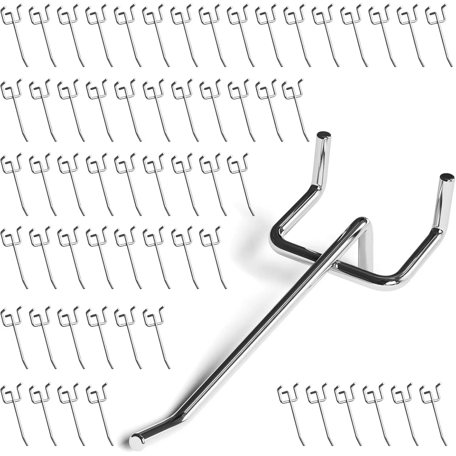 60 Pack 4 Inch Metal Pegboard Hooks, Fit 1/4 in and 1/8 in Peg Board Organizer Accessories, for Hanging Storage, Garages, Tool Sheds, Basements