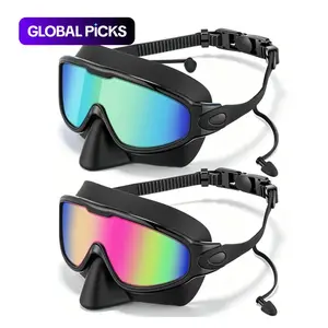 Swimming Goggles with Nose Clip Ear Plugs, Wide View Anti-Fog UV Protection, Waterproof Diving Mask Unisex, Men Women, Swimming Accessories