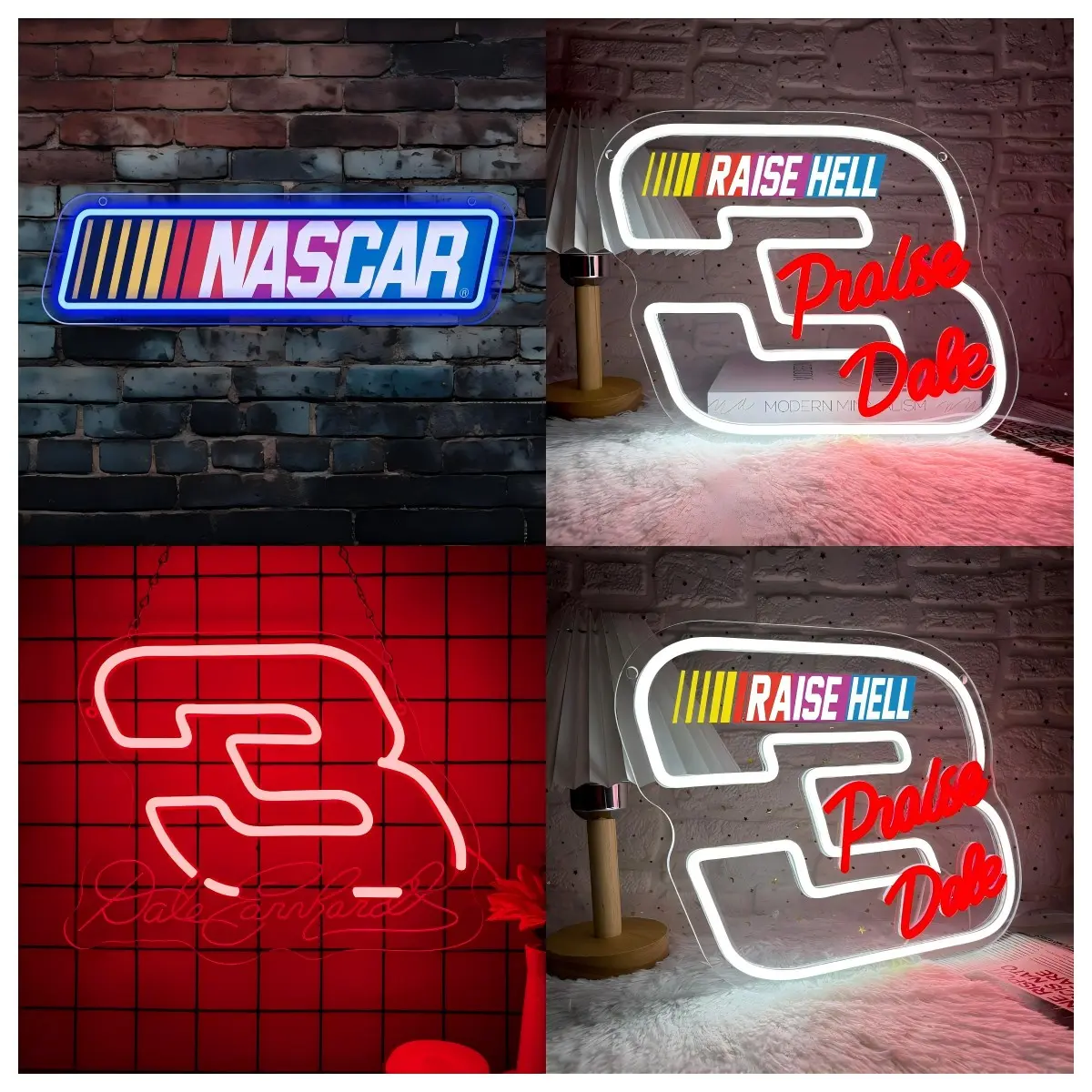Printed Racing Sign Wall-Mounted Decoration LED Neon Light, Decorative Dimming Lights, USB Powered, Adds Illuminated Decoration to Racetracks and Racing Clubs, Surprise Christmas Gift for Racing Enthusiasts