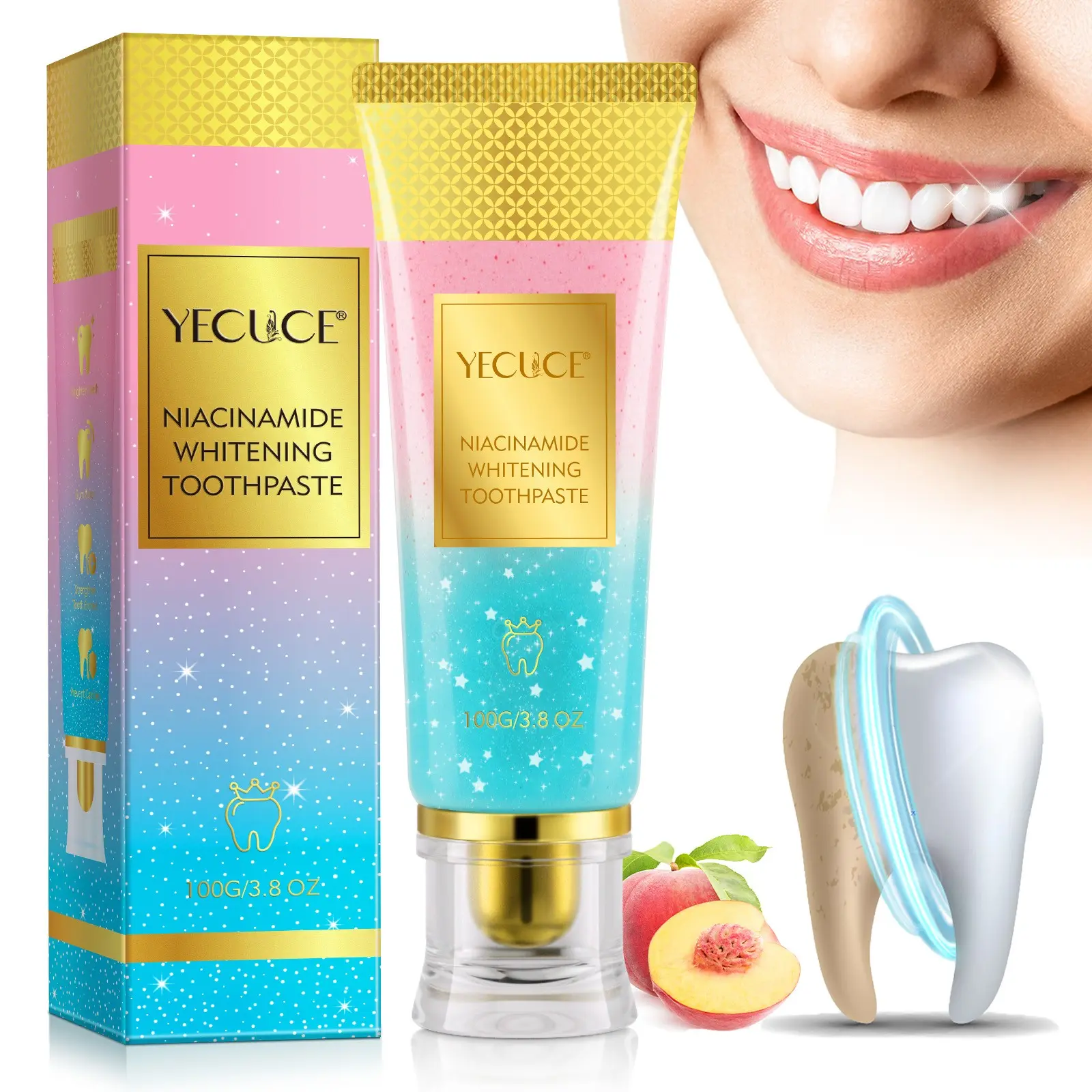 Nicotinamide Cleaning Toothpaste, Brightening Toothpaste, Removes Stains and Yellowing, Protects Gums, Fresh Breath, Oral Care Balm, Single Unit