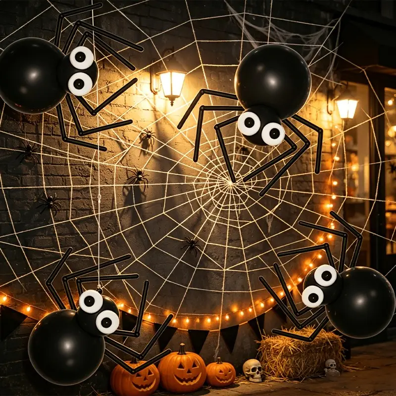 41-piece Halloween DIY Spider Balloon Set, latex balloons with long strips, Halloween yard decoration