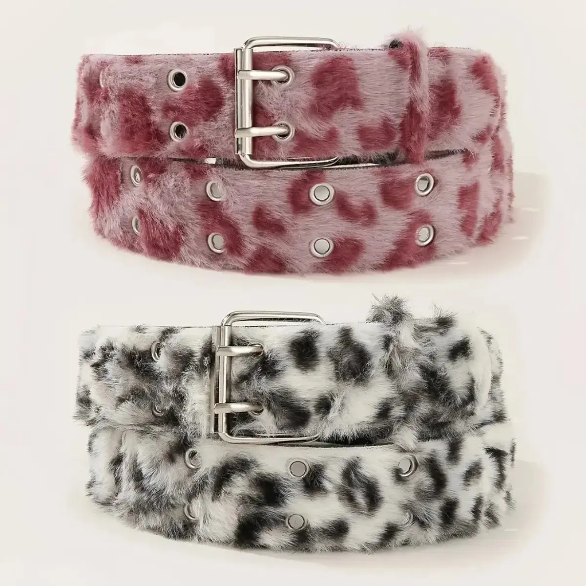 1-Pack Women's Soft Plush Leopard Print Belt Y2K Furry Waist Accessory for Alt Streetwear Festivals Decorative Fashion Belt