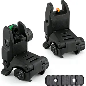 Flip Up Front and Rear Backup Fiber Optic Sights Black Polymer with Red Green Fiber Optics