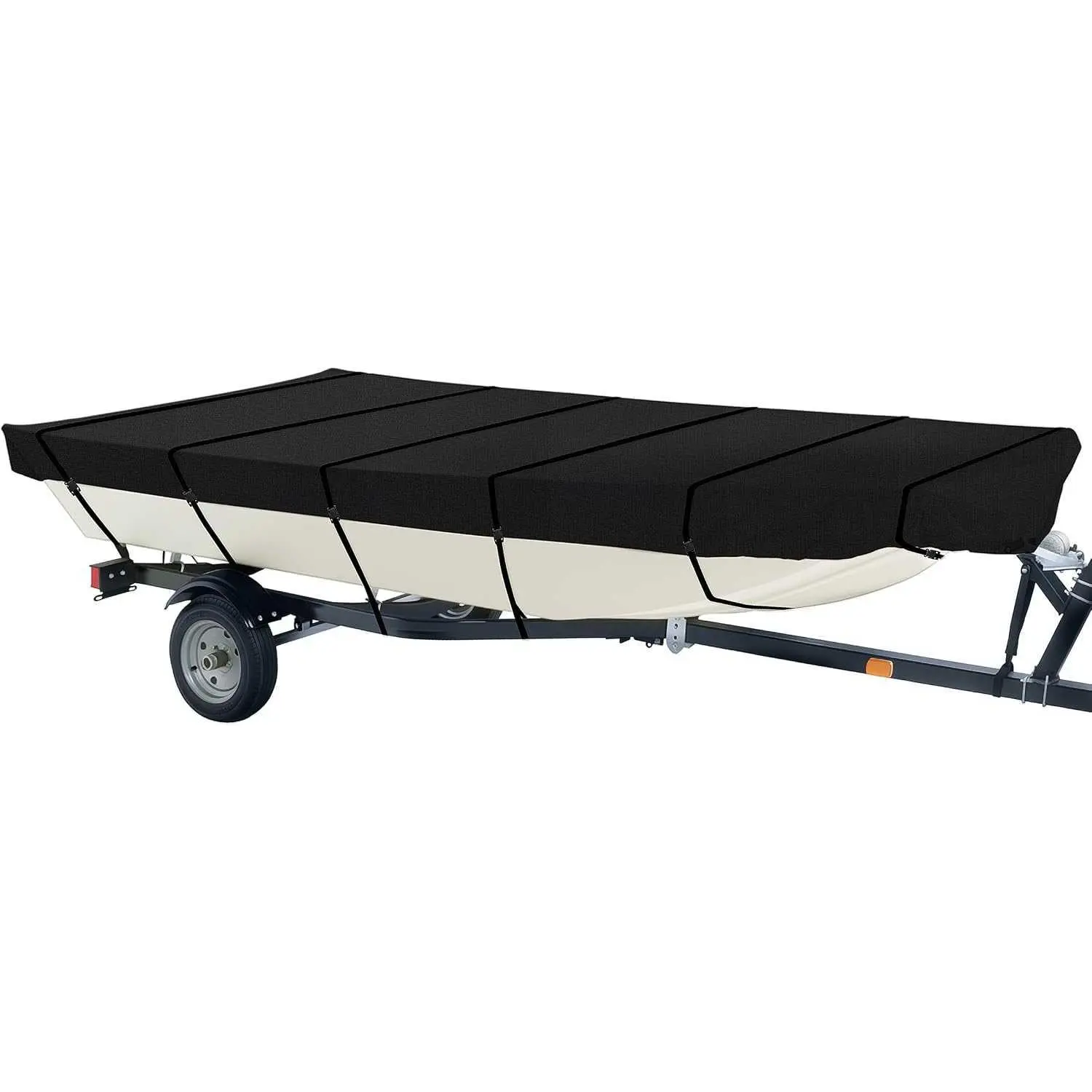 Jon Boat Cover 14ft, Heavy Duty Waterproof Marine Grade Polyester Canvas Mooring Cover, Anti-UV Trailerable Jon Boat Covers, Fits Boa DL260808D05