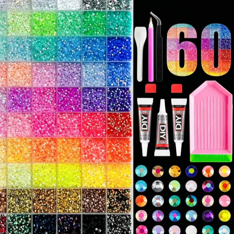 Rainbow Color Nail Art Kit, Complete DIY Craft Tools, Easy for Beginners, Perfect for Christmas Birthday Gifts, Women's Creative Decorations，Nail Art Rhinestones / Flatback Crystals / Multi-Color / Pickup Too