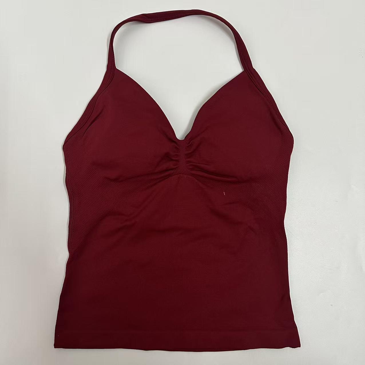 DFYNE Backless Fitness Tank Top with Built-in Bra Pads, Long Straps, and Elongated Cuffs for a Slimming Look, Ideal for Yoga Training.