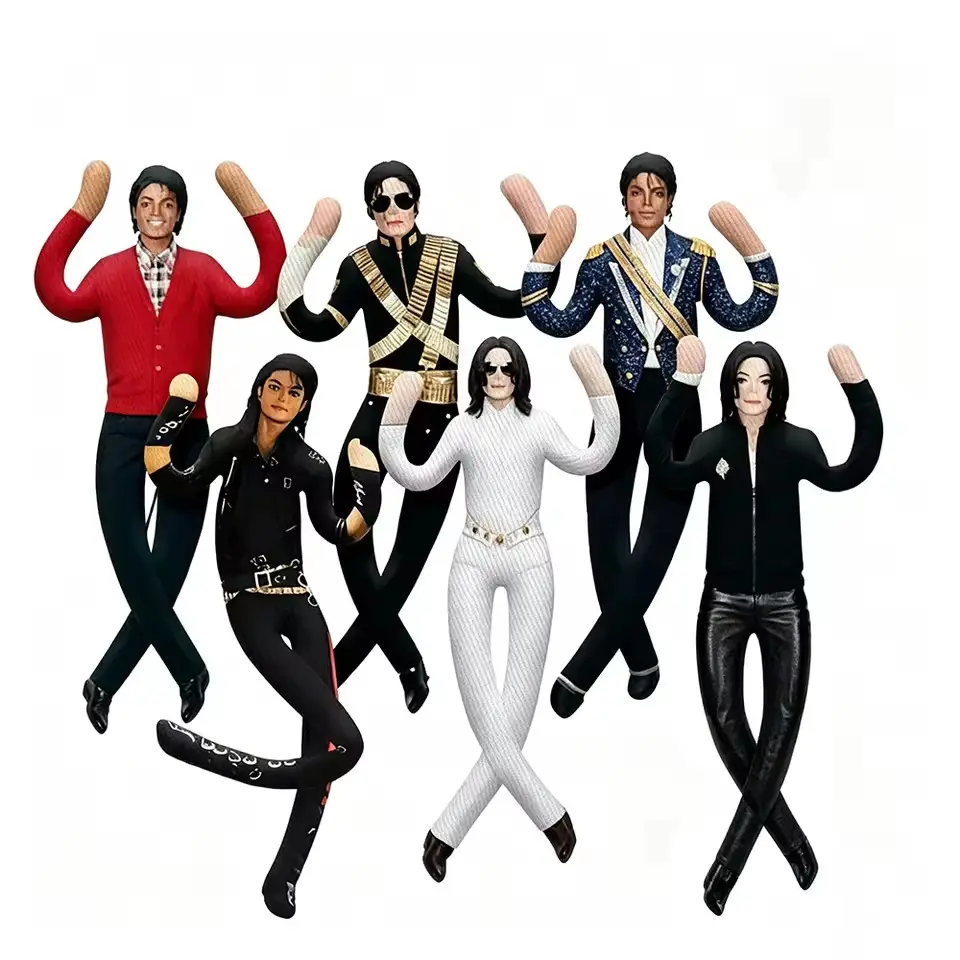 28cm Michael Jackson Poseable Plush Doll Built-in Wire Frame Bendable MJ Stuffed Figure King of Pop Collectible Toy Room Decor Gift For Music Fans