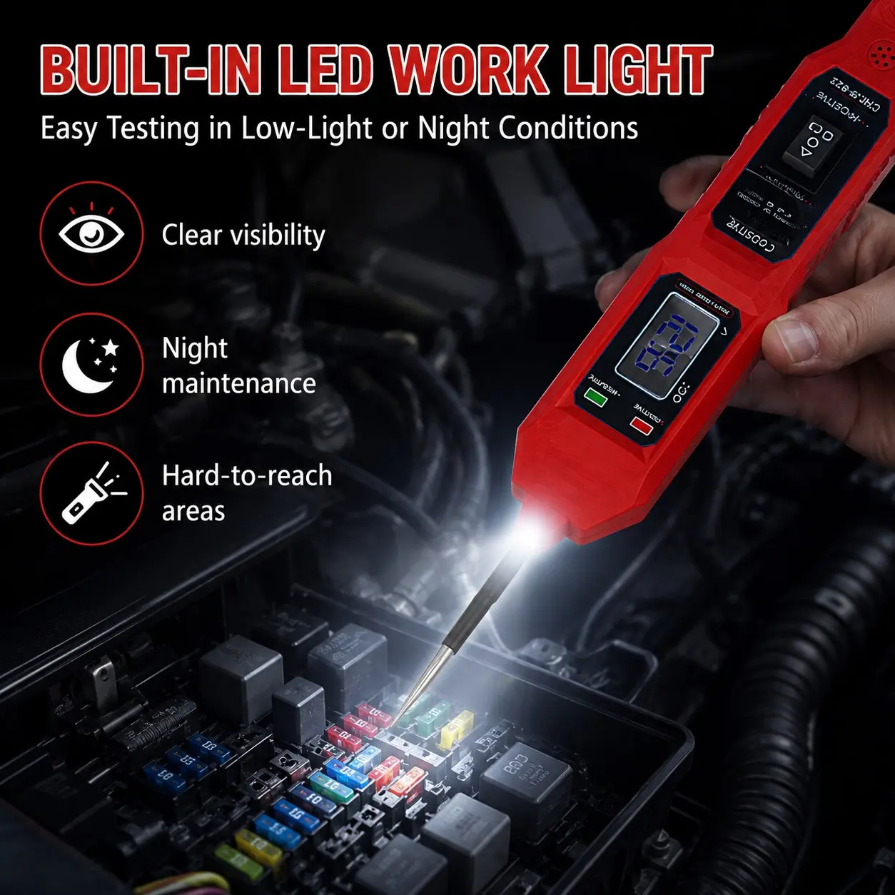 Advanced Auto Electrical Circuit Tester, All-In-One Diagnostic Tool for Cars, Instant On/off Detection, Ideal for DIY Enthusiasts & Professionals