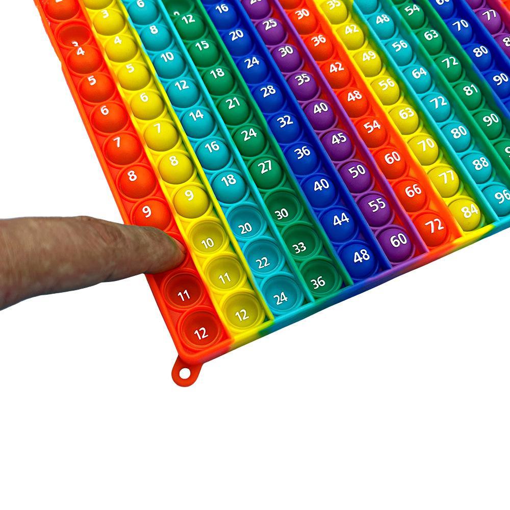12*12 Multiplication Rainbow Push Pop Bubble Fidget Math Toy, Sensory Stress Release Numbers Counting Learn to Read Educational Toy for Kids