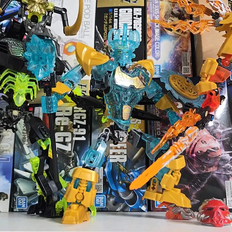 New Bionicle Creature Master of the Golden Mask Building Blocks Fire Uniter Tahu Combined Robot Mech Bricks Toys For Boys Gifts